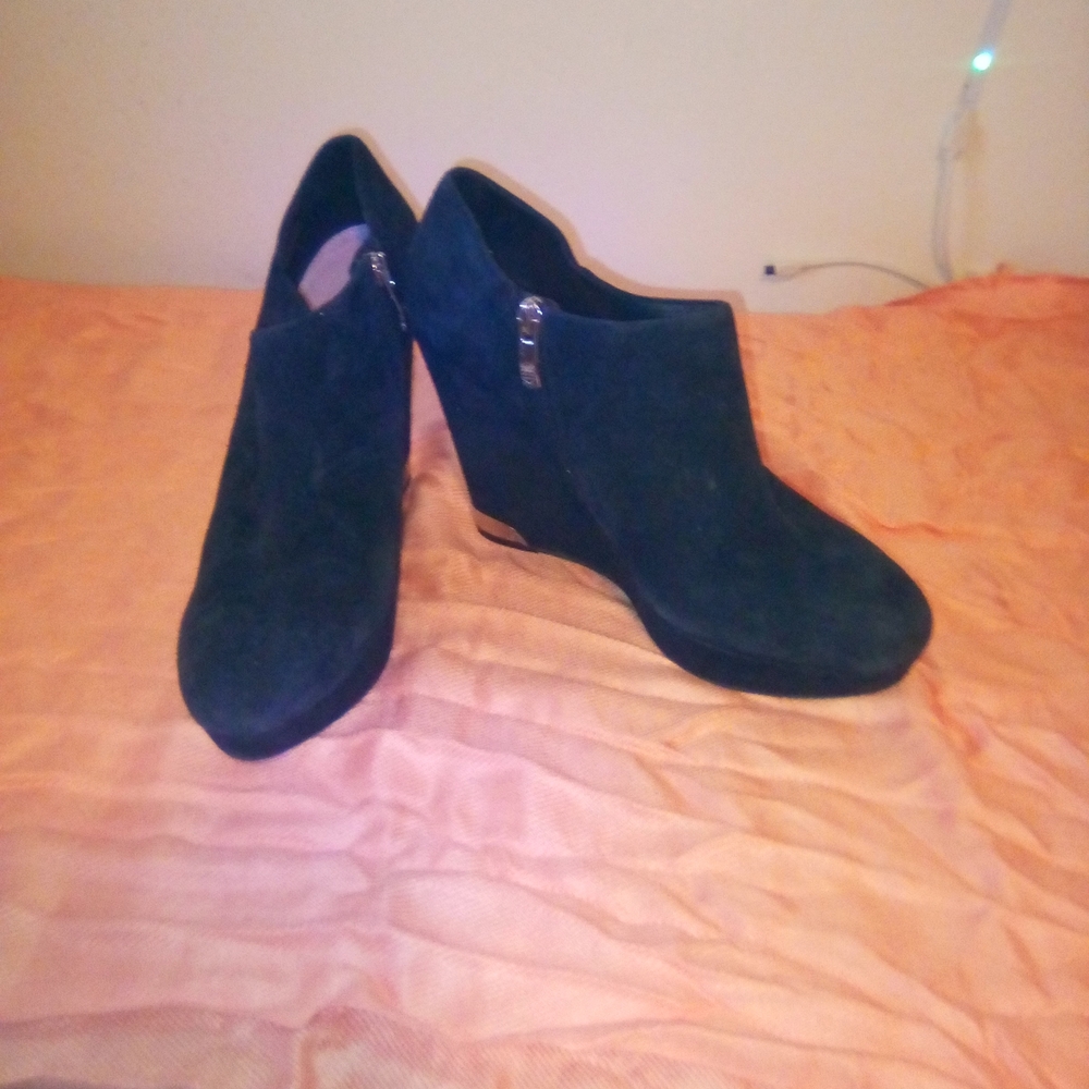 Vince Camuto Black Suede Wedge Booties